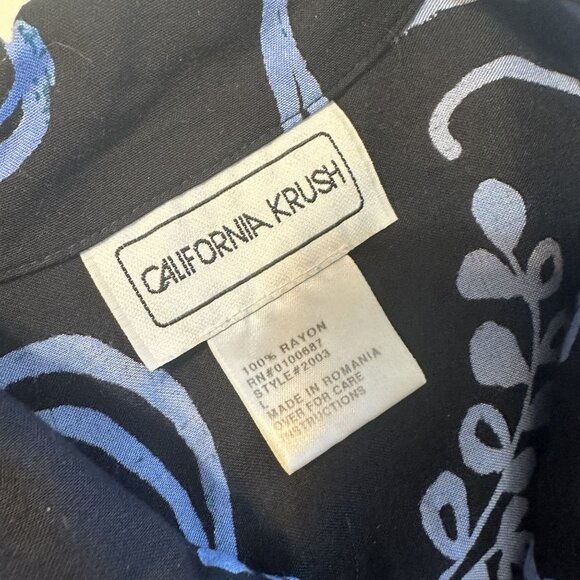 California Krush Womens Skirt Set Button Up Blouse Rayon Large Vtg 90s Black - Picture 7 of 8